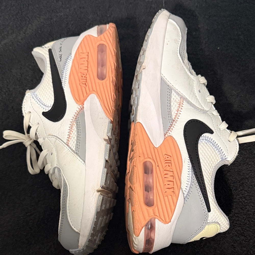 Nike Women's Sneakers - White and Orange with Black Accents